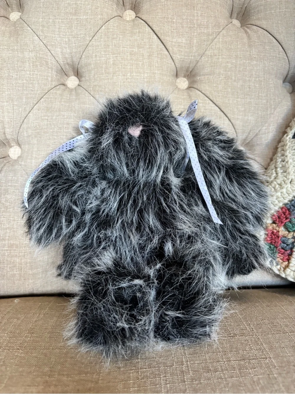 Jellycat Black and Gray Furry bunny